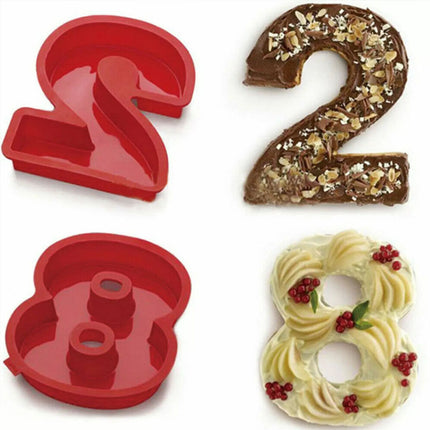 10pcs 25cm Silicone Number Cake Mould Birthday Anniversary 0 1 2 3 4 5 6 7 8 9