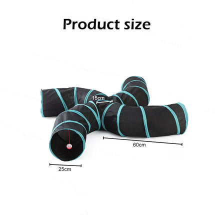 Cat Kitten Puppy 4-Way Tunnel Play Toy Foldable Funny Exercise Tunnel Rabbit Pet