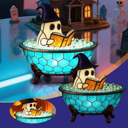 Cute Ghost Bubble Bath Lamp Light Up Ghost Halloween Table Decorations Shelf