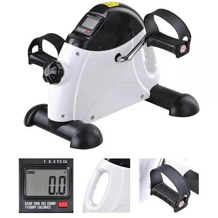 Foot Pedal Exerciser Mini Gym Bike Fitness Cycle Leg/Arm w/ LCD Portable Display White