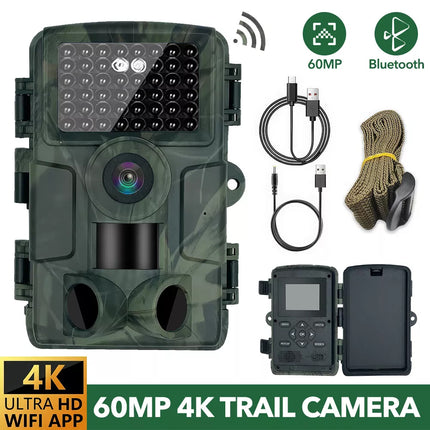 1080P Wireless WIFI Hunting Trail Camera 4K 60MP Motion Activated Camera IP66