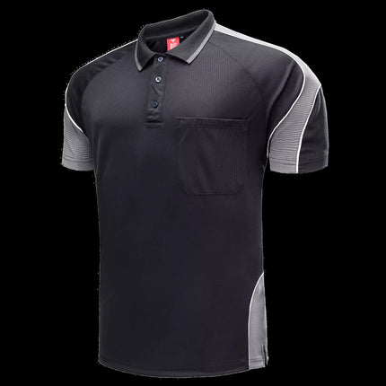 Mens Polo Shirts Short Sleeve chest pocket Office Team Golf Black Charcoal