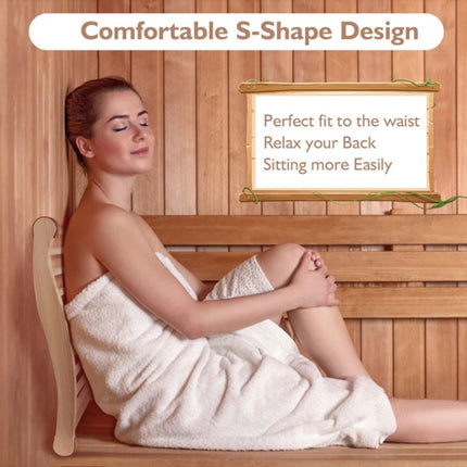 Sauna Backrest S-Shape Support Natural Wooden Ergonomic Design Sauna Chair