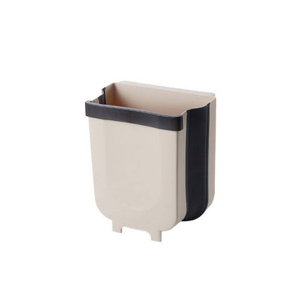 9L Foldable Hanging Trash Can Kitchen Cabinet Door Waste Bin Cupboard Basket Brown