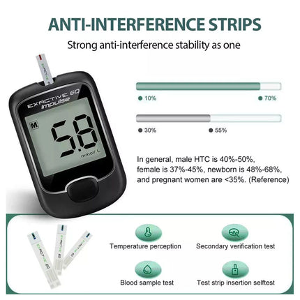 Blood Glucose Monitor Diabetes Testing Kit Blood Sugar Tester With 50 Test Strip