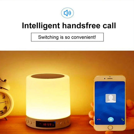 Touch Bedside LED Night Light Table Lamp Alarm Clock Bluetooth Music Speaker USB