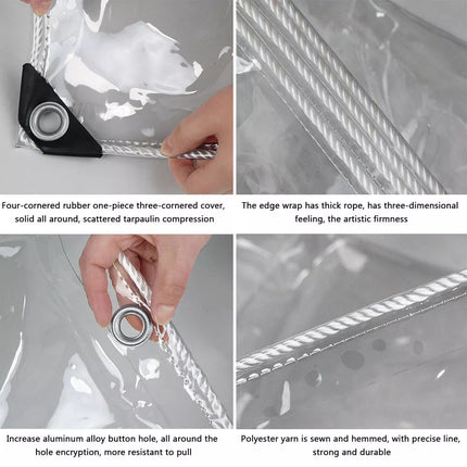 Patio PVC Clear Tarpaulin Transparent Cover Garden Ground Sheet Tarp Heavy Duty (1.8x2.5m / 6x8.2ft)