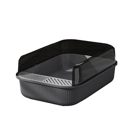 Entry Cat Litter Tray: Open Design, Splash Guard - Easy Clean Kitty Toilet Grey
