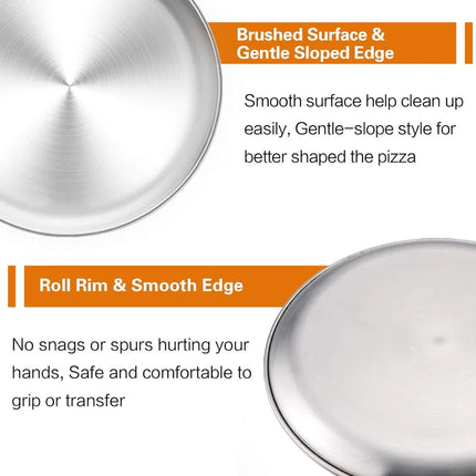 2X Stainless Steel Pizza Pan 30cm Round Pizza Tray Pizza Baking Sheet Easy Clean
