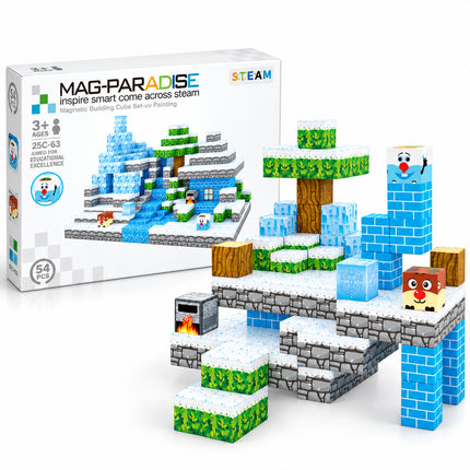 3D Building Blocks Winter Ice Castle 54 Pcs Cube Construction Toy Christmas Gift