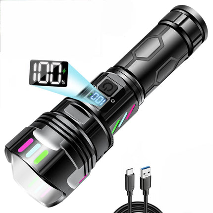 1500000lm LED Flashlight Torch Zoom Light Super Bright Camping Rechargeable Lamp