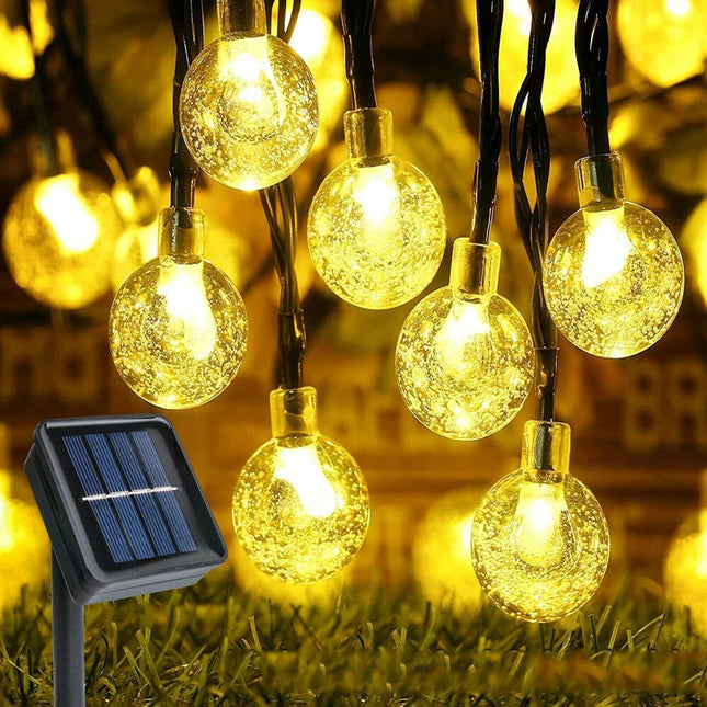 Solar Globe String LED Lights Bulb Waterproof Fairy Outdoor Festoon Garden Decor