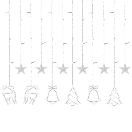 12 LED Hanging Deer Bells Curtain Lights Christmas Garland String Fairy Window
