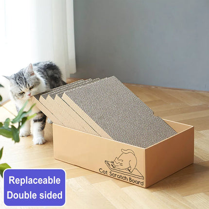 5 in 1 Reversible Cat Scratcher Box with Durable Cardboard Scratching Pads