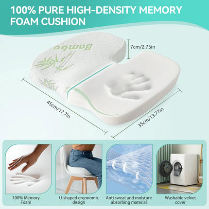 Bamboo Memory Foam Seat /Lower Back Cushion Hip Car Office Posture Coccyx Lumbar