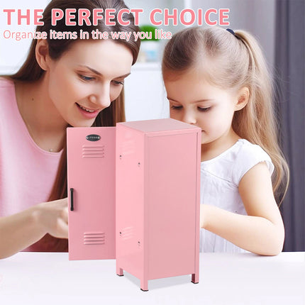 Mini Locker with Lock and Key Rustproof Metal Small Locker Mini Locker Cabinet (pink)