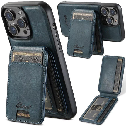 Fr iPhone 15 Pro Max Detachable Card Wallet Leather Cover Blue