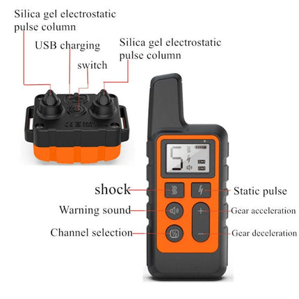 Anti-Bark Electric Shock Pet Dog Training E-Collar Obedience Remote Control Orange
