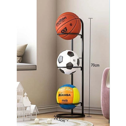 3 Tier Basketball Stand Ball Organizer Storage Rack Basketball Equipment Holder