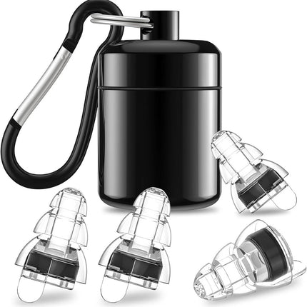 High Fidelity Concert Earplugs, Reusable Musicians Ear Plugs, 24Db Advanced Filt  （2 Pairs Earplugs+Black Bottle））