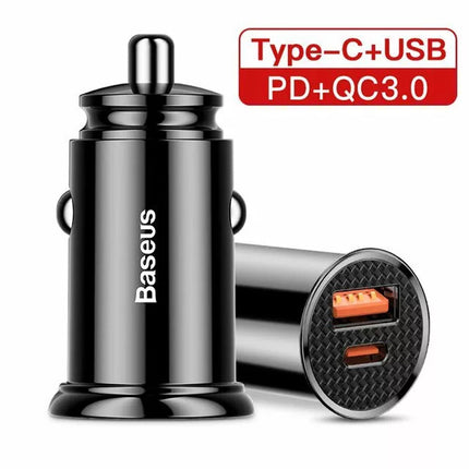 USB Type-C Car Charger QC4.0 PD Fast Charging Adapter for Samsung iPhone