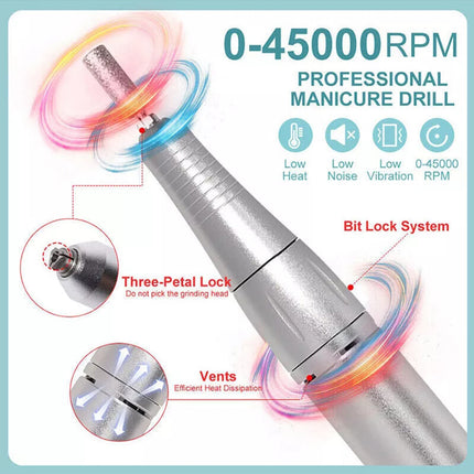 Professional Rechargeable Nail Drill File Machine 45000RPM Portable Electric
