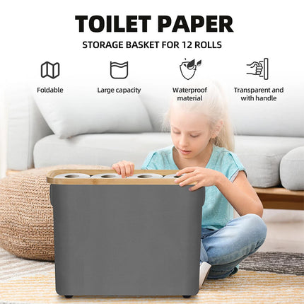 Toilet Paper Holder Bathroom Organizer with Lid Paper Storage Basket Collapsible