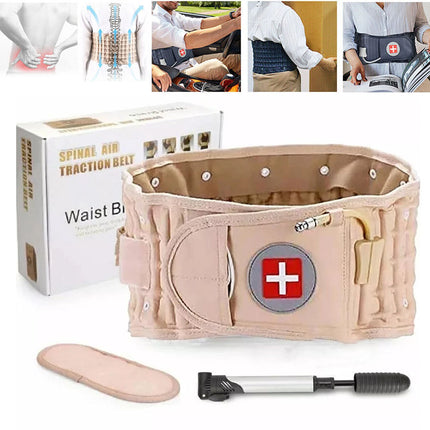 Decompression Lumbar Support Belt Waist Air Traction Brace Spinal Back Relief