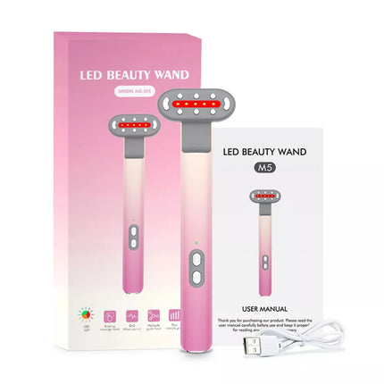 4-in1 Facial Wand LED Red Light Therapy Massage for Skin Care and Anti-Aging
