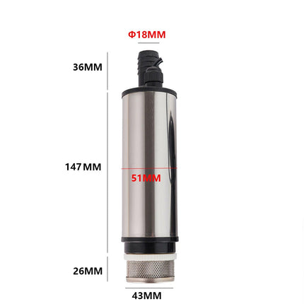 12V Aluminium Diesel Fuel Pump Submersible Transfer Vessel Water Oil Car Auto AU
