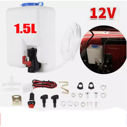 1.5L Car Windscreen Washer Bottle Kit Pump Universal Windshield Wiper Reservoir