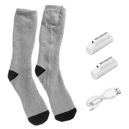 Winter Electric Heated Socks Boot Feet Warmer USB Rechargable Battery Warm Sock Grey