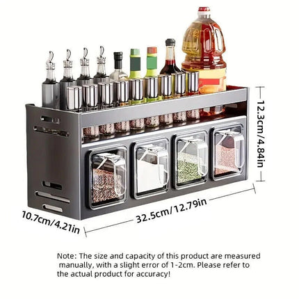 Kitchen Spice Rack Wall Mounted Storage Box Shelf Organizer for Herbs and Jars  (4-Grids)