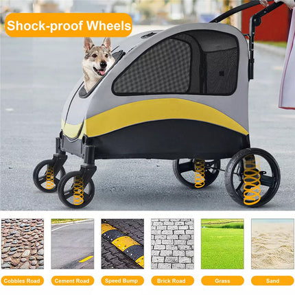 XXL Large Dog Stroller Outdoor Pet Jogger Stroller with Easily Walk in/Out Doors