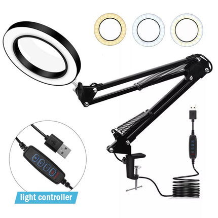 Foldable Desk Light Table Lamp with 10X Magnifying LED Reading Light