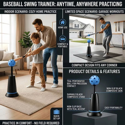 Baseball Training Tee Popper - Pops Up Balls to The Perfect Height with 3 Balls