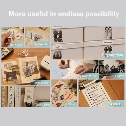 T02 Mini Pocket Bluetooth Thermal Printer Wireless Photo Inkless Sticker Pink