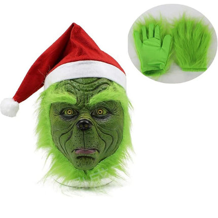 Grinch Christmas Green Big Monster Mask Halloween Cosplay Costume Props