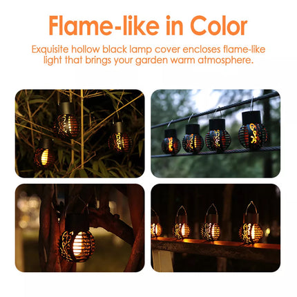4PCS Solar LED Flame Hanging Light Flickering Dancing Outdoor Garden Lantern Lamp