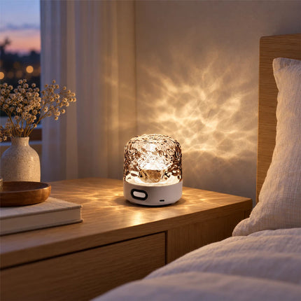 Water Ripple Ambient Night Light, 3-Color Touch and Remote Control Bedside Lamp