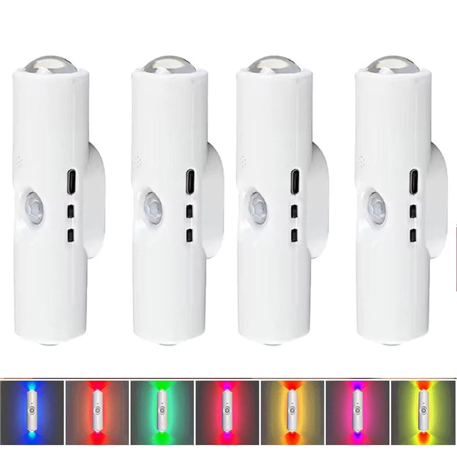 4Pcs USB Rechargeable Motion Sensor LED Night Light Wall Indoor Wireless Lamp Up-Down