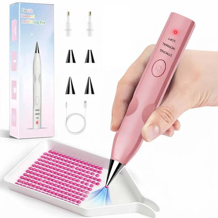 Cordless Electric Diamond Painting Pen Art Vacuum Pen Portable Rechargeable Pink