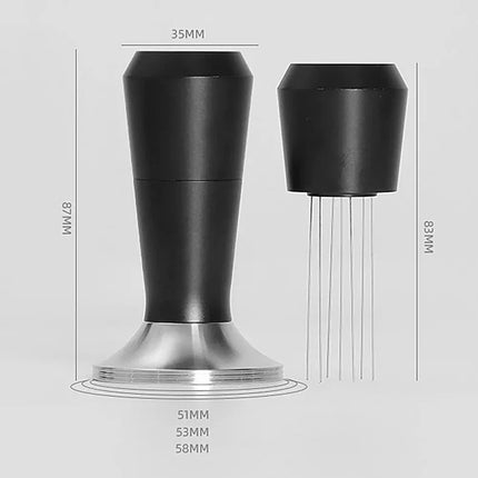 Espresso Coffee Stirrer Tamper Needle Distributor Stainless    (51mm,Black）