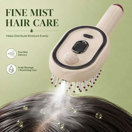 Rechargeable Mist Hair Brush Scalp Massager Detangling Comb USB-C 3-in-1