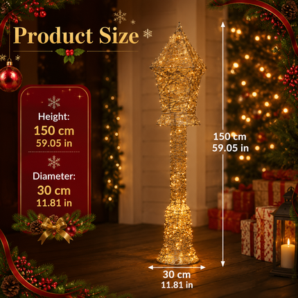 150cm LED Christmas Floor Lamp, Warm White Light Holiday Decoration Freestanding Indoor Outdoor Xmas Decor