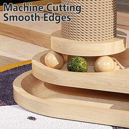 Cat Scratcher Board Oval Turntable Toy Scratching Post Interactive Pet Furniture