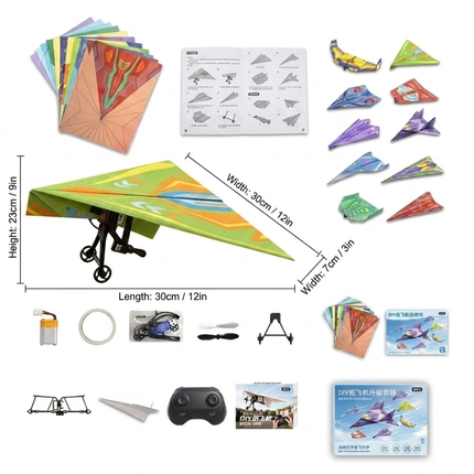 DIY Remote Control RC Paper Airplane Kit with Gyro Stabilizer & Dual Propellers