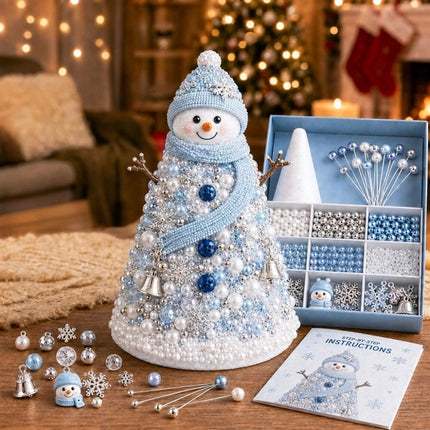 Handmade DIY Beaded Snowman Material Pack Festive Tabletop Decor