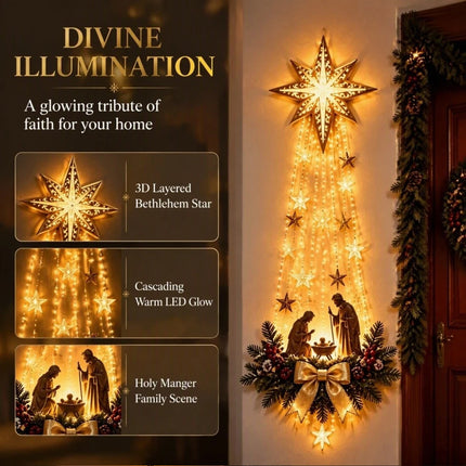 Glowing Nativity Wall Decor Lighted Star Ornament Night Light Living Room