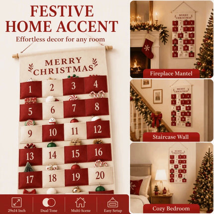 Fabric Christmas Countdown Calendar Hanging Advent Calendar Christmas